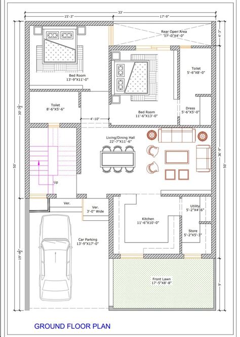 33x50 Floor Plan 2bhk In 2022 2bhk House Plan Building House Plans