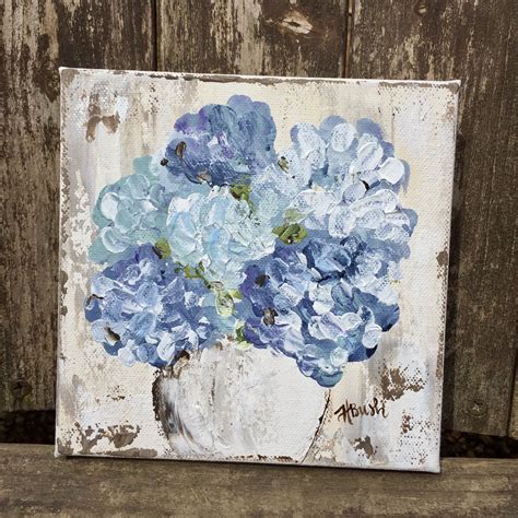 Blue Hydrangea Painting By Haley Bush Hydrangea Painting Abstract