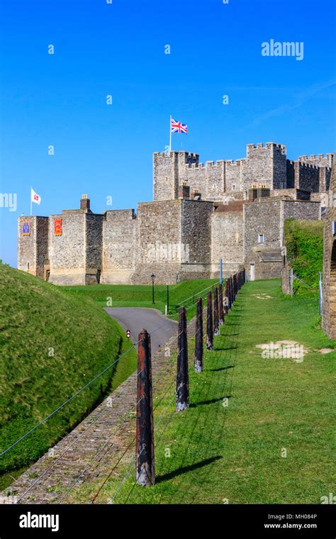 Dover Castle England Inner Bastion Walls And Towers With The Great
