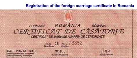 Registration Of The Foreign Marriage Certificate In Romania