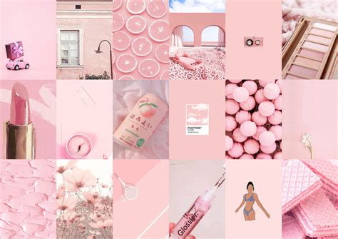Blush Pink Wall Collage Kit Light Pink Aesthetic Photo Etsy
