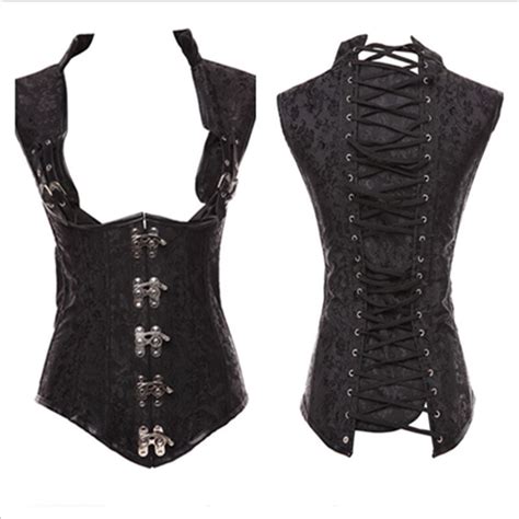 s 6xl women s gothic steampunk corset vest brown steel boned vintage sexy underbust corsets and