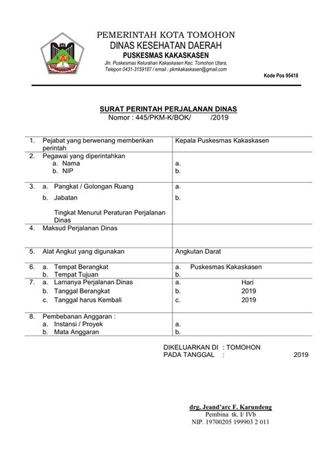 Dinas pendidikan kabupaten sleman diy. FORMAT SPPD BOK 2019