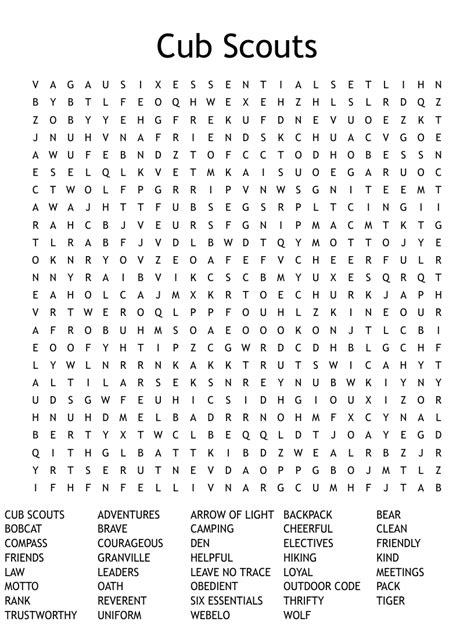 Similar To Cub Scouting Word Search Wordmint