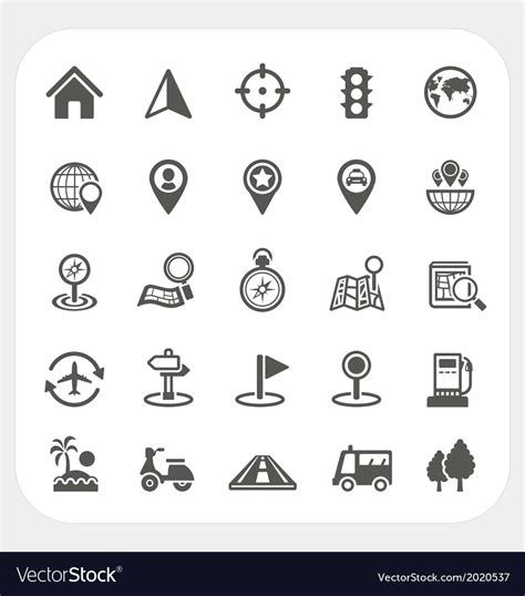 Map And Location Icons Set Royalty Free Vector Image