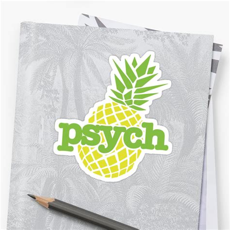 Psych Pineapple Sticker By Jjfgraphics Redbubble