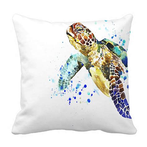 Phfzk Cute Animal Pillow Case Watercolor Sea Turtle Pillowcase Throw