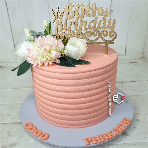 Beautiful Pink Flowery 60th Birthday Cake