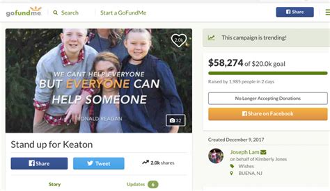 Is Keaton Jones Gofundme Campaign Real Page Raises 55000 But No One