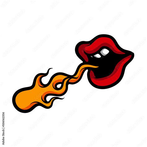 Mouth Spitting Fire Cartoon Vector Illustration Stock Vector Adobe Stock