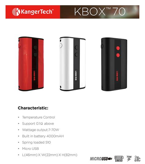 In our kbox4 generation of flywheel training devices, the kbox4 active model is. KangerTech Official Authorized KBOX 70 4000mAh TC 70W Box Mod