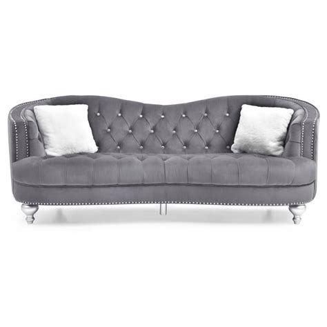 glory furniture jewel velvet sofa in gray homesquare