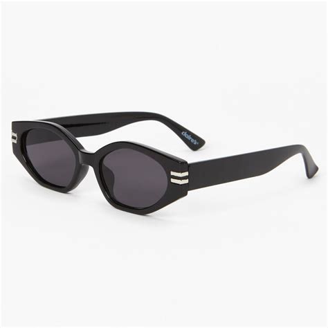 Black Rectangular Retro Sunglasses Claire S