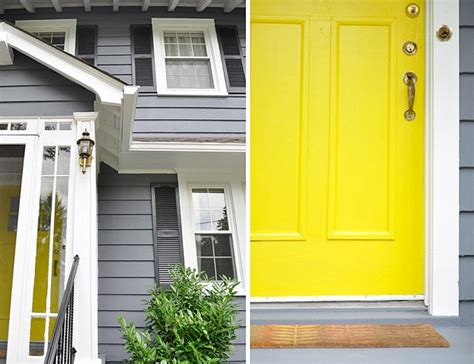 Love This Grey House With Yellow Door Home Decor Pinterest