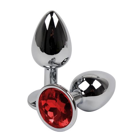 Stainless Steel Anal Plug Prostate Massage With 6 Colors Diamond Metal Butt Plug Anus Bead Sex