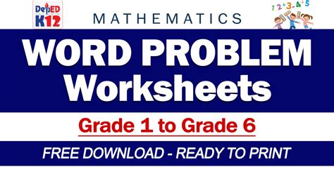 Word Problems Worksheets For Grade 1 6 Free Download Deped Click