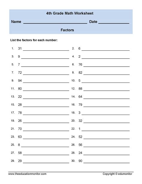 For example, minitab's create factorial design creates a data collection worksheet for you, indicating the factor you can also print the worksheet to simplify data collection. Factors worksheets |4th grade math
