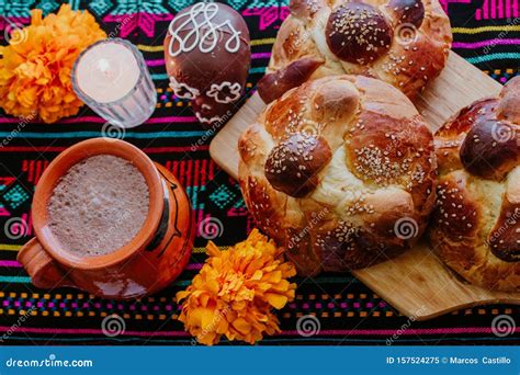 Pan De Muerto Mexican Sweet Bread In Day Of The Dead Celebration In