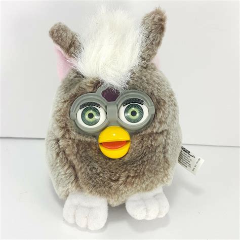 Furby Buddies 1999 Vintage Beanbag Plush Tiger 5 Poseable Ears Grey