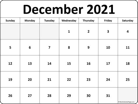 December 2018 Blank Calendar Collection