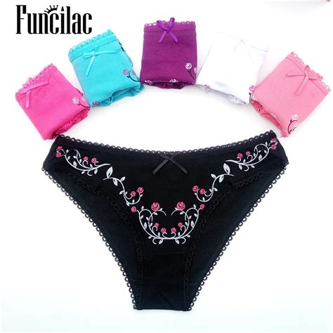 Buy Funcilac Free Shipping 5pcslot Womens Cotton Panties Girl Briefs Ms