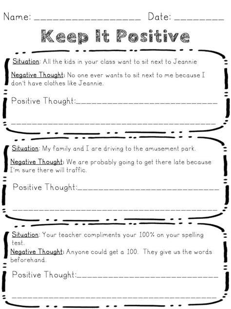 Challenging Negative Thoughts Worksheet