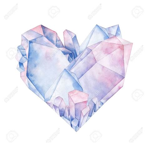 A Watercolor Painting Of An Iceberg In The Shape Of A Heart With Pink