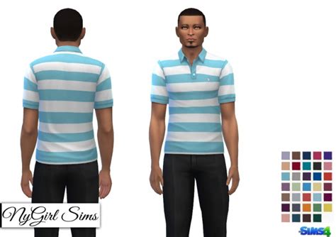 White Striped Polo V1 At Nygirl Sims Sims 4 Updates