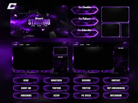 Neon Purple Animated Twitch Overlay Complete Stream Package Etsy