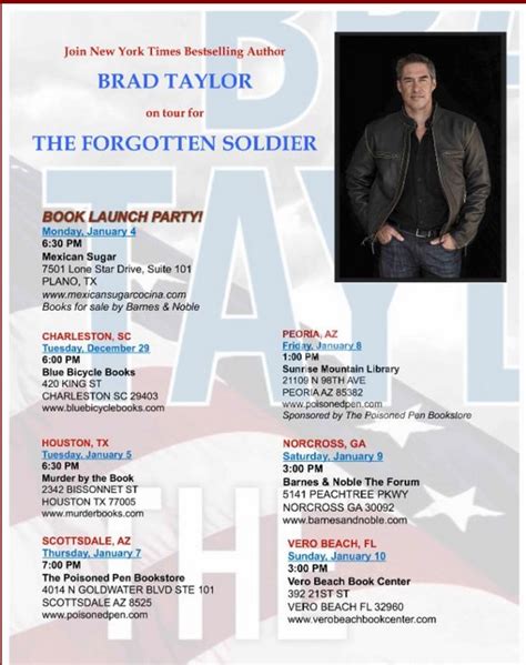 Brad Taylor Announces Book Tour For The Forgotten Soldier See If He’s Coming To A City Near You