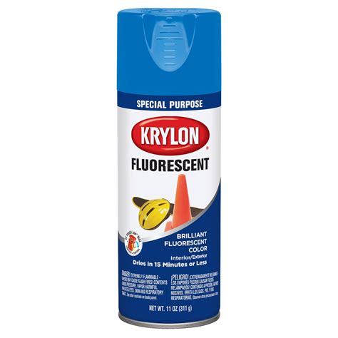 Krylon Fluorescent Spray Paint Flat Fluorescent Blue 11 Oz