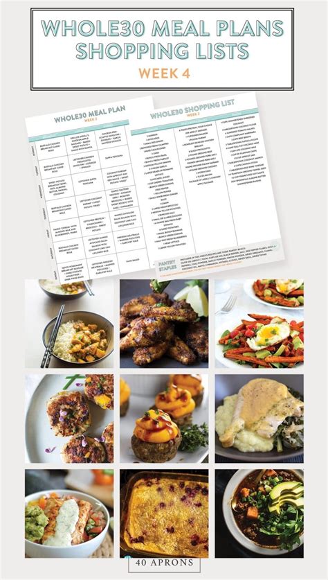 Whole30 Meal Plans Shopping Lists Week 4 Downloadable 40 Aprons