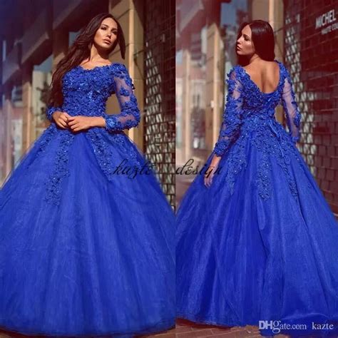 Arabic Royal Blue Ball Gown Evening Dresses 2018 with Long ...