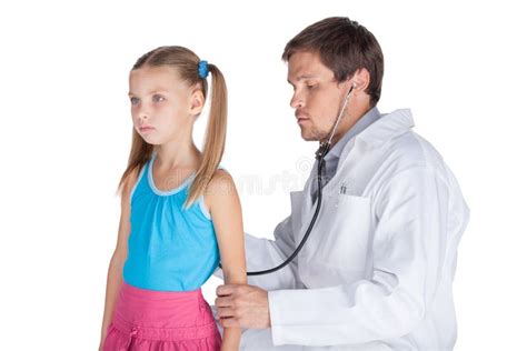 Stethoscope Listening To Girls Heart Beat Stock Photo Image 44057764