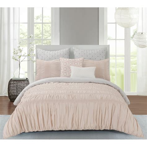 Wonder Home Rushed Bed 7pc Comforter Set Queen Pinkgrey Walmart