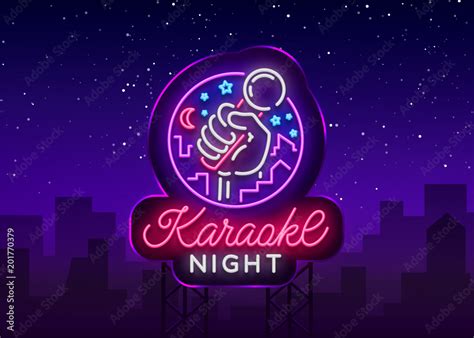 Karaoke Night Vector Neon Sign Luminous Logo Symbol Light Banner
