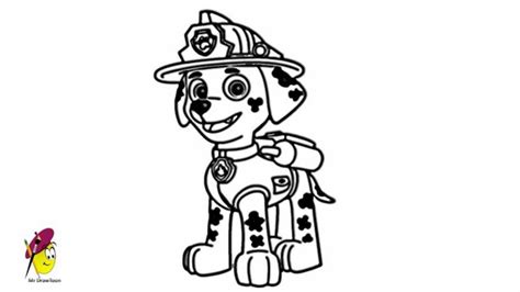 Paw patrol marshall with fire truck. Paw Patrol Marshall Coloring Page - Draw & Color