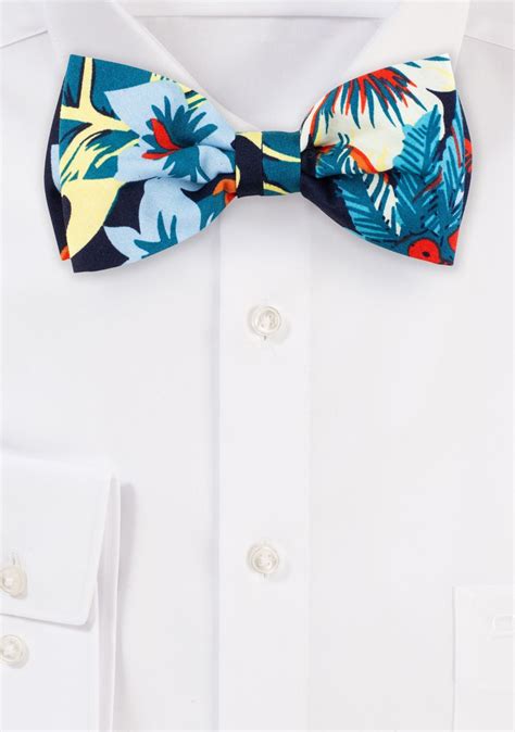 Hawaii Print Bow Ties Mens Bow Tie With Hawaii Print In Pure Cotton