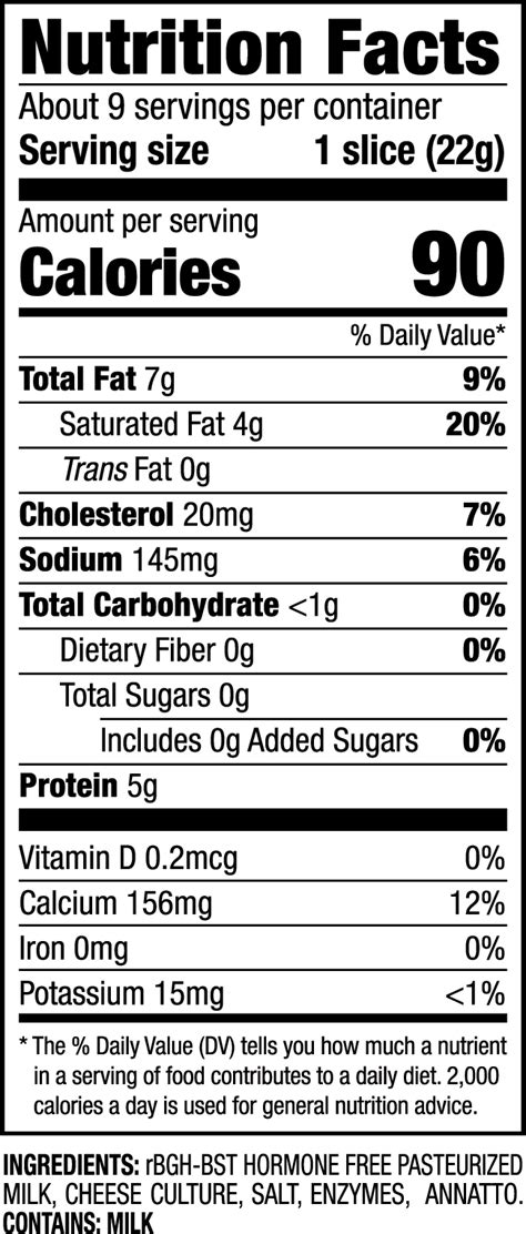 1 Slice Of Cheddar Cheese Nutrition Facts Nutrition Pics