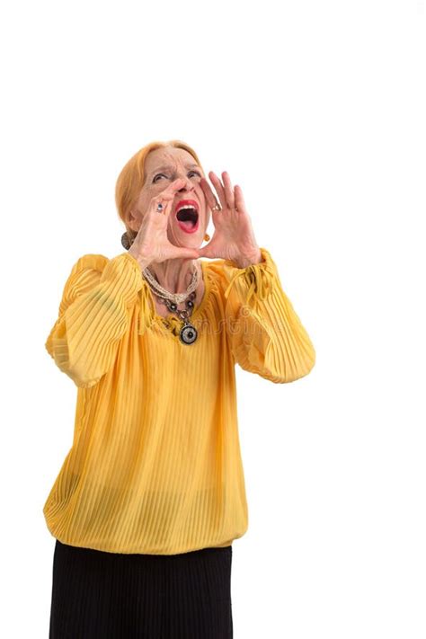 Senior Woman Shouting Stock Photo Image Of Isolated 142437048