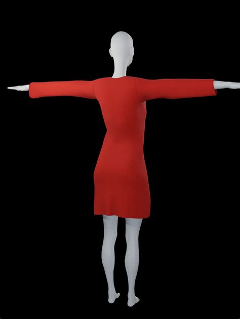 3d Model Female Red Dress Vr Ar Low Poly Cgtrader