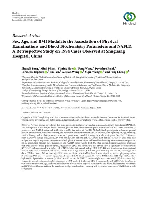 Sex Age And Bmi Modulate The Association Of Physical Examinations And