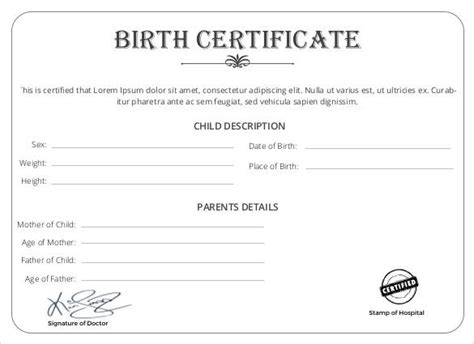 Official Birth Certificate Template TEMPLATES EXAMPLE TEMPLATES EXAMPLE Birth