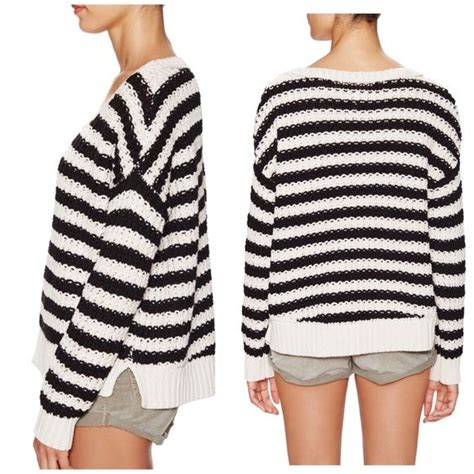 Free People Striped Chunky Knit Pullover Sweater S Knitted Pullover Sweaters Knitted Pullover