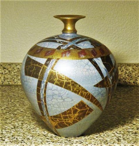 Tony Laverick Gold And Blue Vase Tl 99 Christmas Bulbs Blue Vase