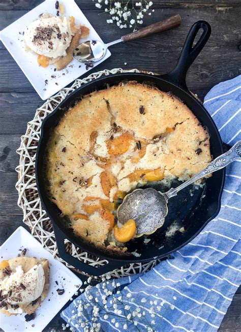 Spread dry cake mix evenly over peaches. Winter Peach Cobbler using Canned Peaches | California Grown
