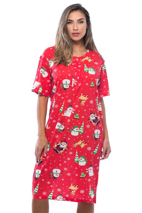 Just Love Short Sleeve Nightgown Sleep Dress For Women Red Holiday