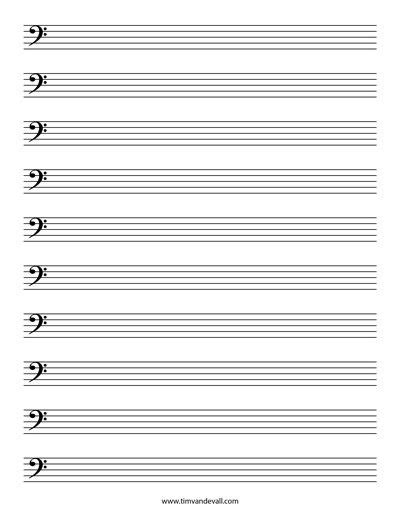 The treble clef is used for many instruments, including the piano (right hand), flute. Image result for bass clef staff paper pdf | Cello sheet music, Printable sheet music, Blank ...