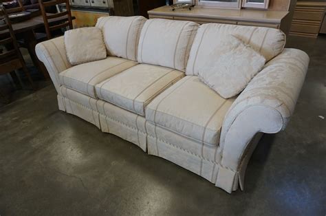 Rolled Arm White Fabric Sofa By Clayton Marcus Furniture