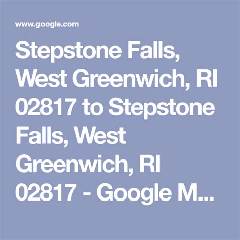 Stepstone Falls West Greenwich Ri 02817 To Stepstone Falls West